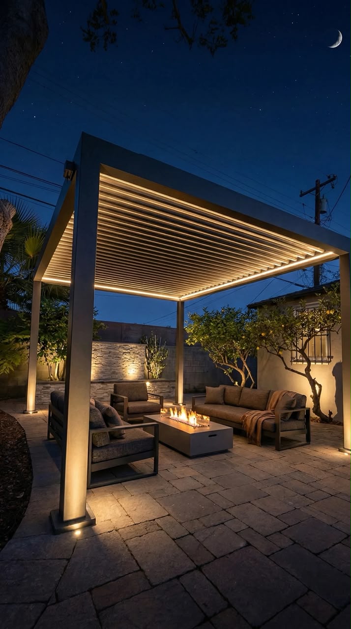 Outdoor patio pergola and awning