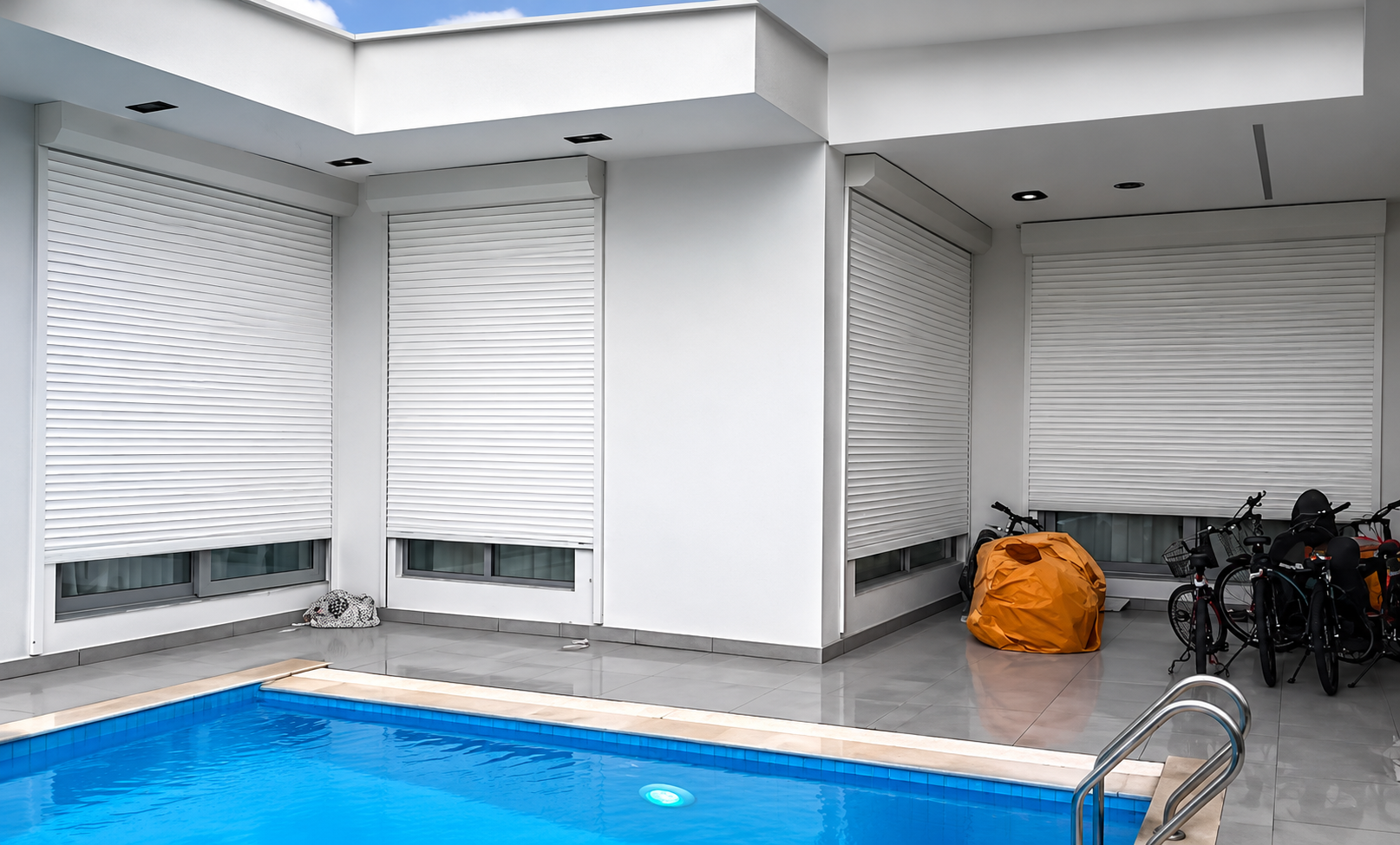 Closed metal security roller shutter